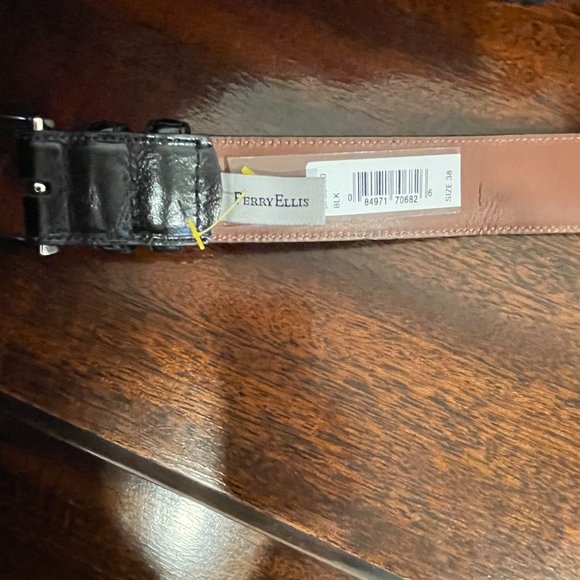 NWT PERRY ELLIS Genuine Cowhide Men's Milled Belt - Black - Picture 4 of 6